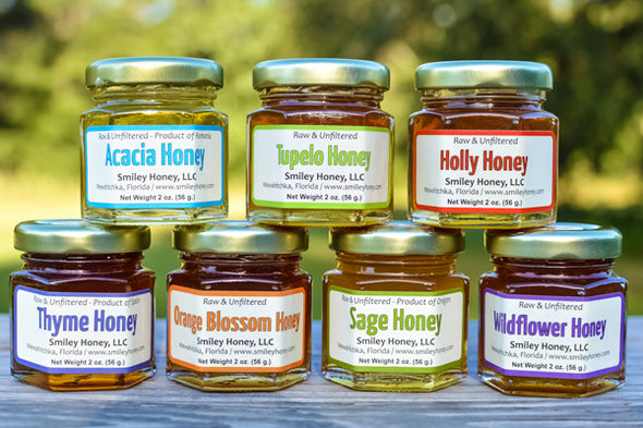 Honey varieties bottels
